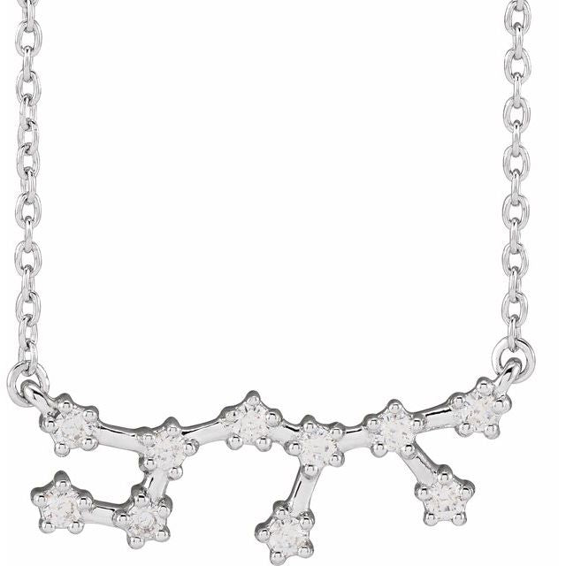 14K White Gold 1/5 CTW Natural Diamond Sagittarius 16-18" Necklace