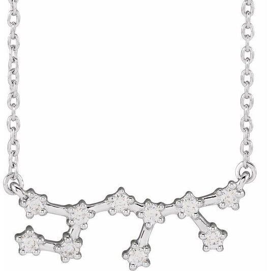 14K White Gold 1/5 CTW Natural Diamond Sagittarius 16-18" Necklace