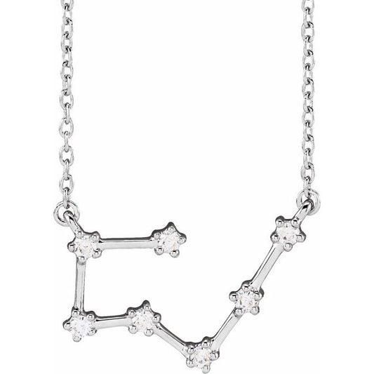 14K White Gold 1/6 CTW Natural Diamond Taurus 16-18" Necklace