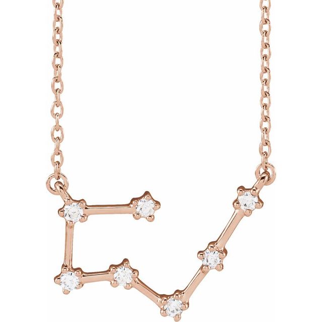 14K Rose Gold 1/6 CTW Natural Diamond Taurus 16-18" Necklace