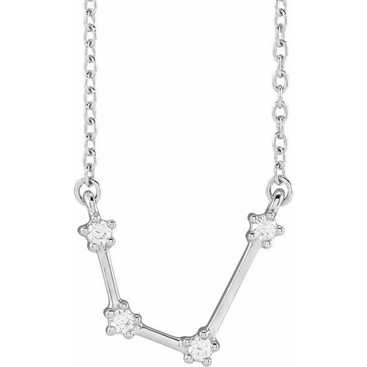 14K White Gold 1/10 CTW Natural Diamond Aquarius 16-18" Necklace
