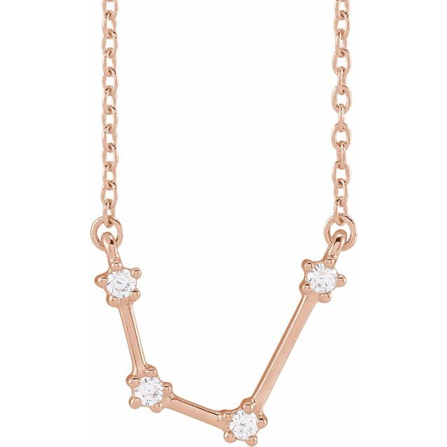 14K Rose Gold 1/10 CTW Natural Diamond Aquarius 16-18" Necklace