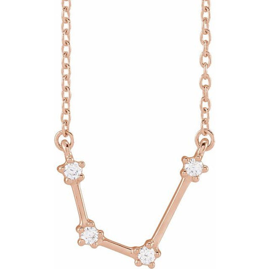 14K Rose Gold 1/10 CTW Natural Diamond Aquarius 16-18" Necklace