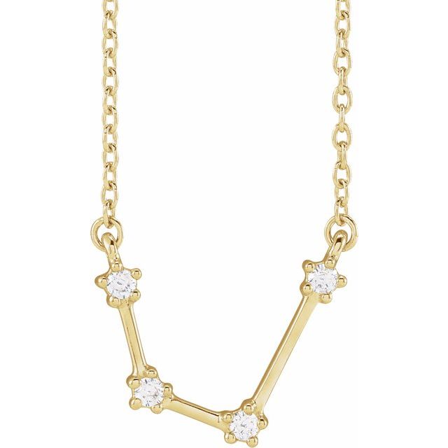 14K Yellow Gold 1/10 CTW Natural Diamond Aquarius 16-18" Necklace