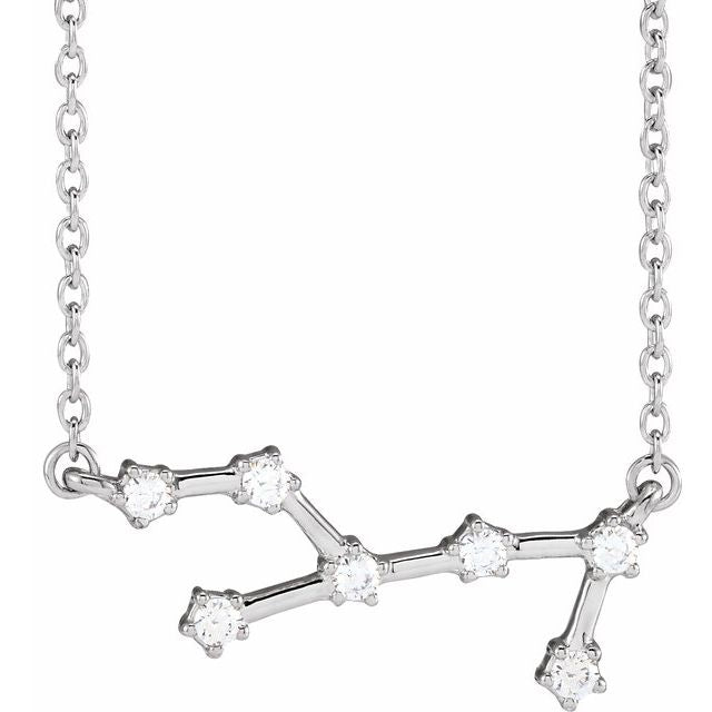 14K White Gold 1/6 CTW Natural Diamond Virgo 16-18" Necklace