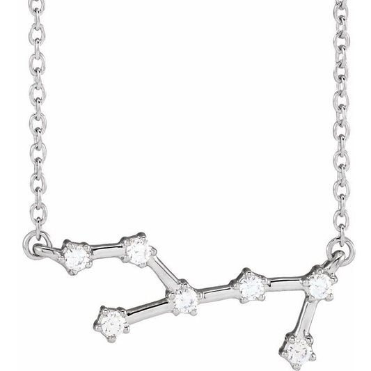 14K White Gold 1/6 CTW Natural Diamond Virgo 16-18" Necklace