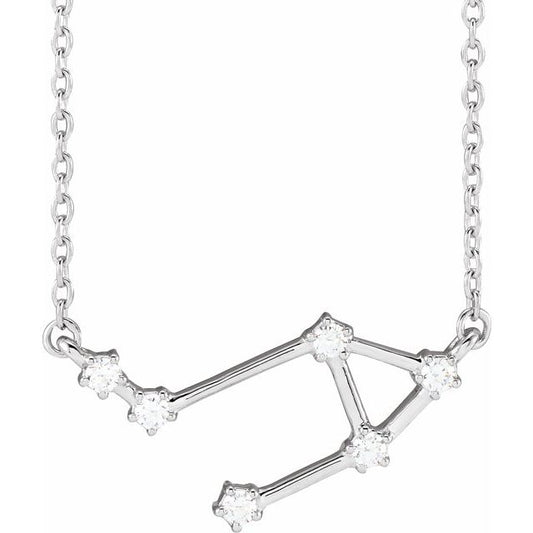 14K White Gold 1/8 CTW Natural Diamond Libra 16-18" Necklace