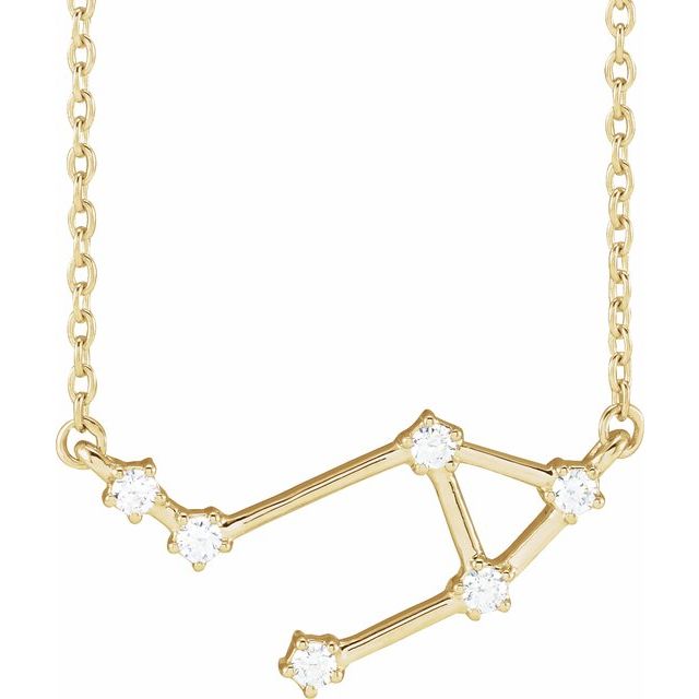 14K Yellow Gold 1/8 CTW Natural Diamond Libra 16-18" Necklace