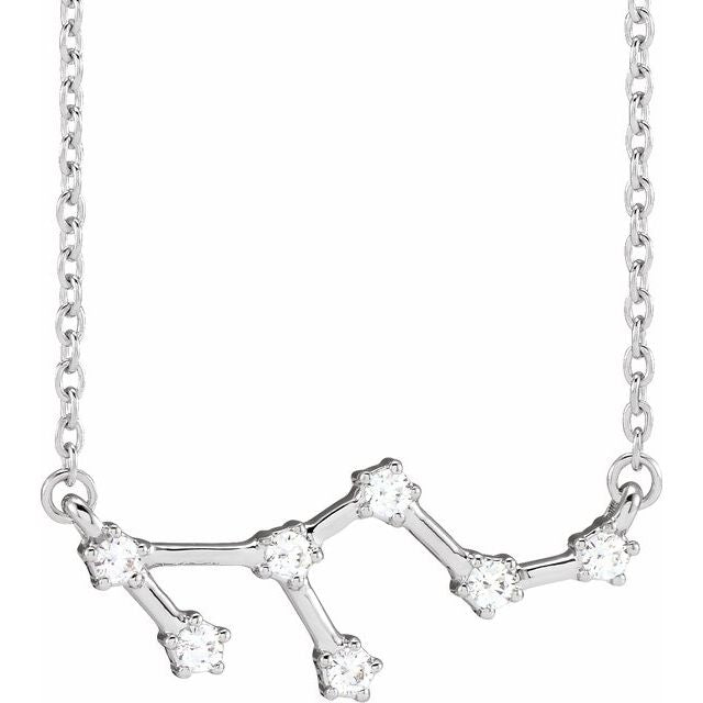 14K White Gold 1/6 CTW Natural Diamond Leo 16-18" Necklace