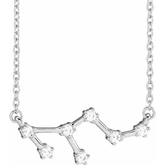14K White Gold 1/6 CTW Natural Diamond Leo 16-18" Necklace