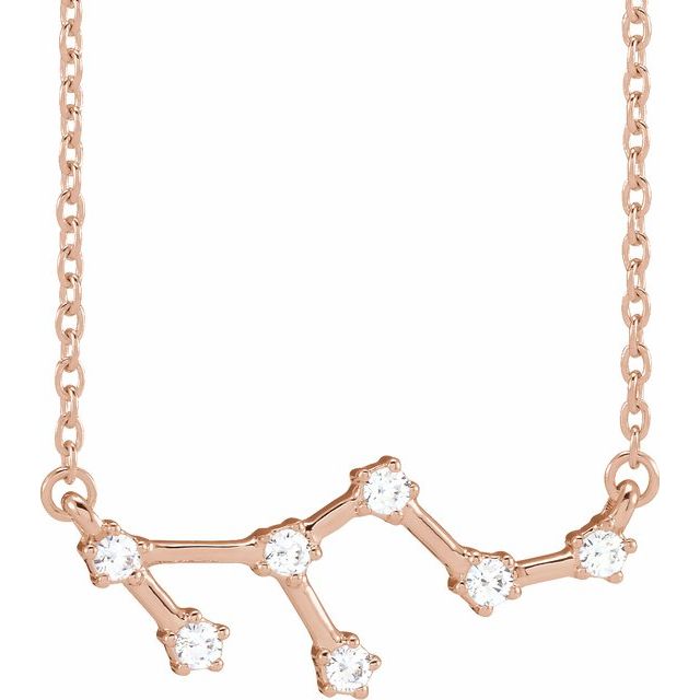 14K Rose Gold 1/6 CTW Natural Diamond Leo 16-18" Necklace