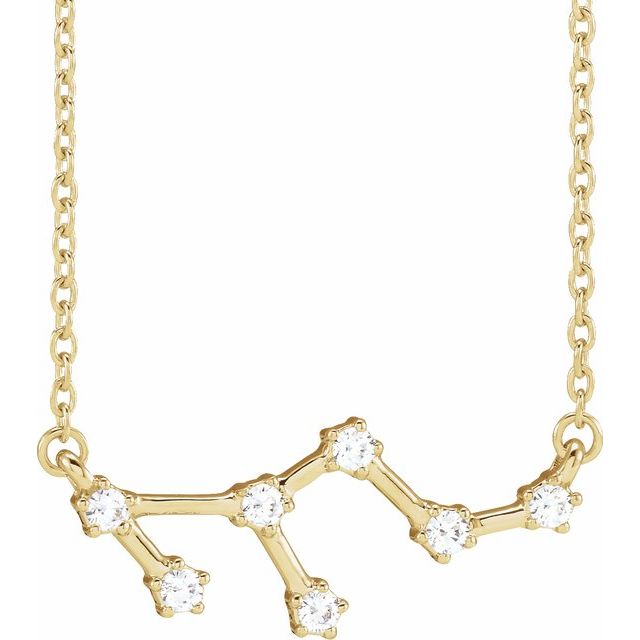14K Yellow Gold 1/6 CTW Natural Diamond Leo 16-18" Necklace