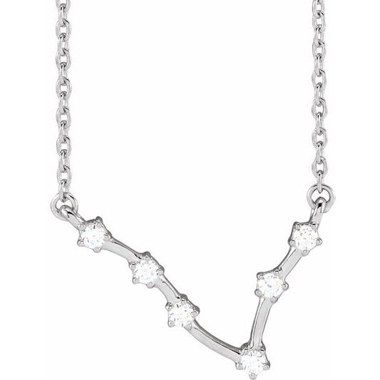 14K White Gold 1/8 CTW Natural Diamond Pisces 16-18" Necklace