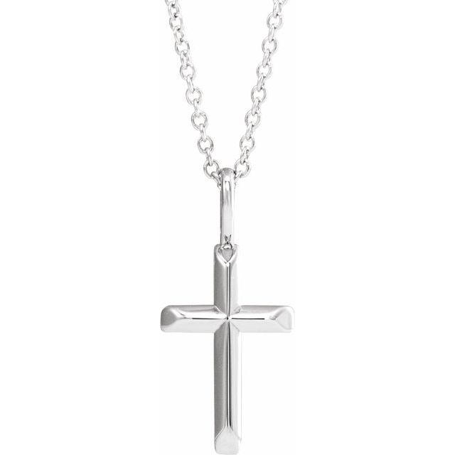 Sterling Silver Knife-Edge Cross 16-18" Necklace