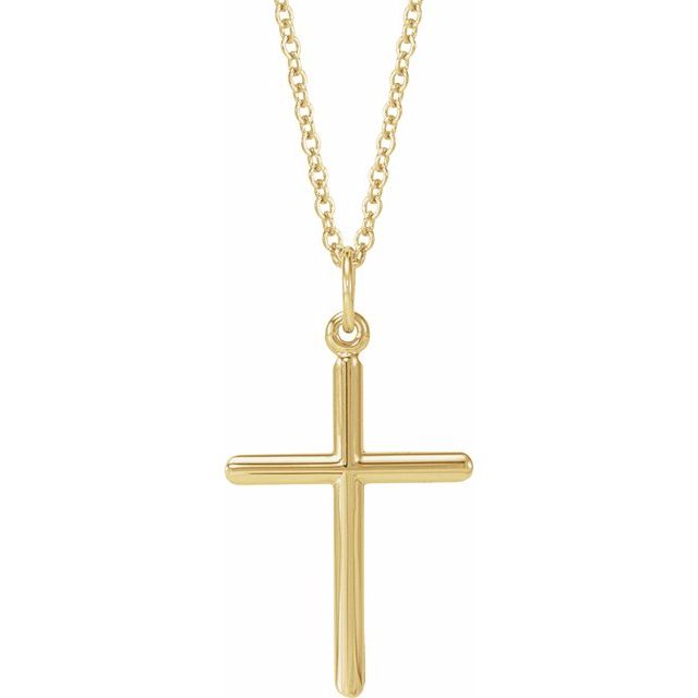 14K Yellow Gold Cross 18" Necklace