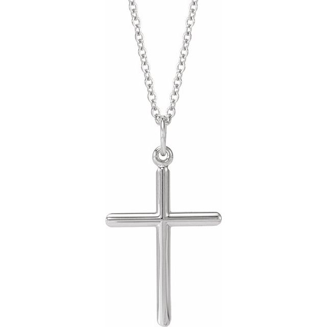 14K White Gold Cross 18" Necklace