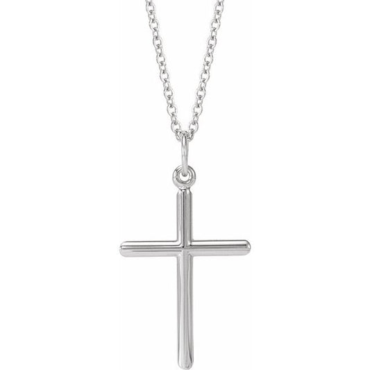 14K White Gold Cross 18" Necklace
