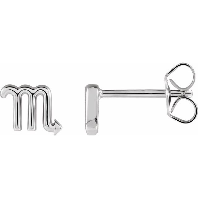 14K White Gold Scorpio Zodiac Earrings