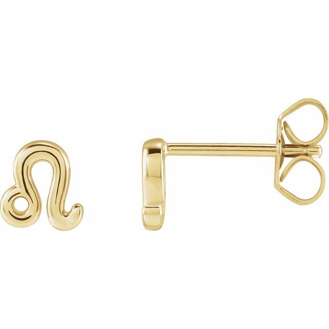 14K Yellow Gold Leo Zodiac Earrings