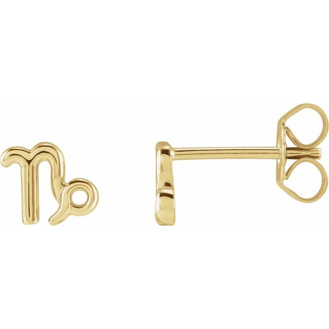 14K Yellow Gold Capricorn Zodiac Earrings