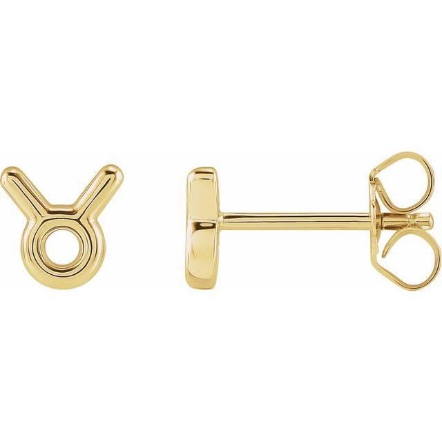 14K Yellow Gold Taurus Zodiac Earrings