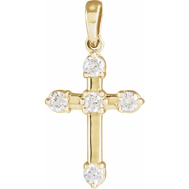 14K Yellow Gold 1/6 CTW Natural Diamond Cross Pendant