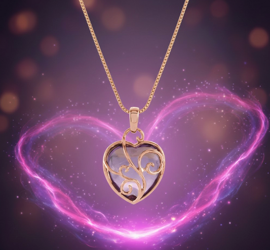 Radiant Romance: 14K Rose Gold Heart Pendant w/14K Gold 18 inch chain