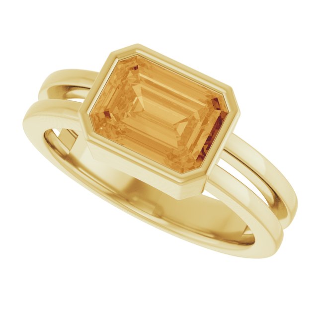 Men's 14K Yellow Gold Natural Citrine Emerald Cut Ring – In Stock