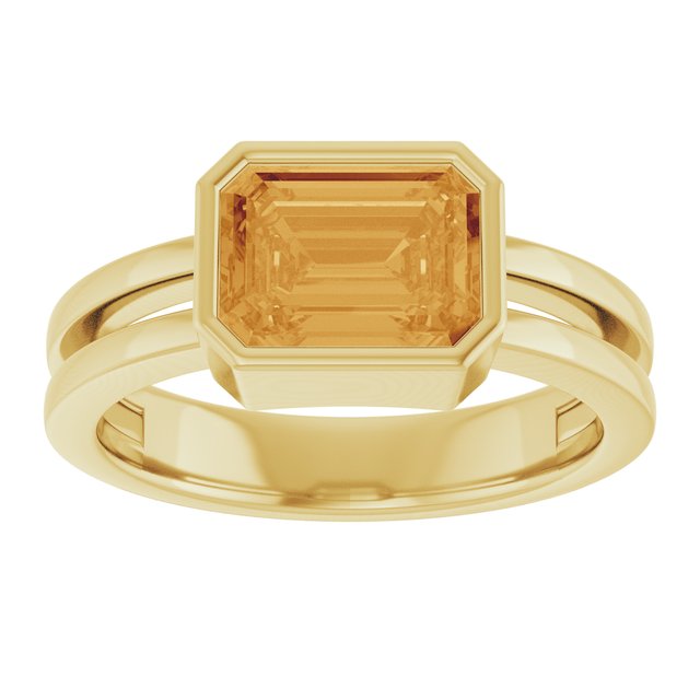Men's 14K Yellow Gold Natural Citrine Emerald Cut Ring – In Stock