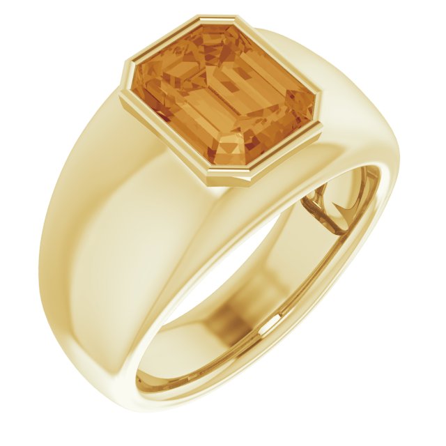 Men's 10K Yellow Gold Citrine Emerald Cut Ring – Custom Made