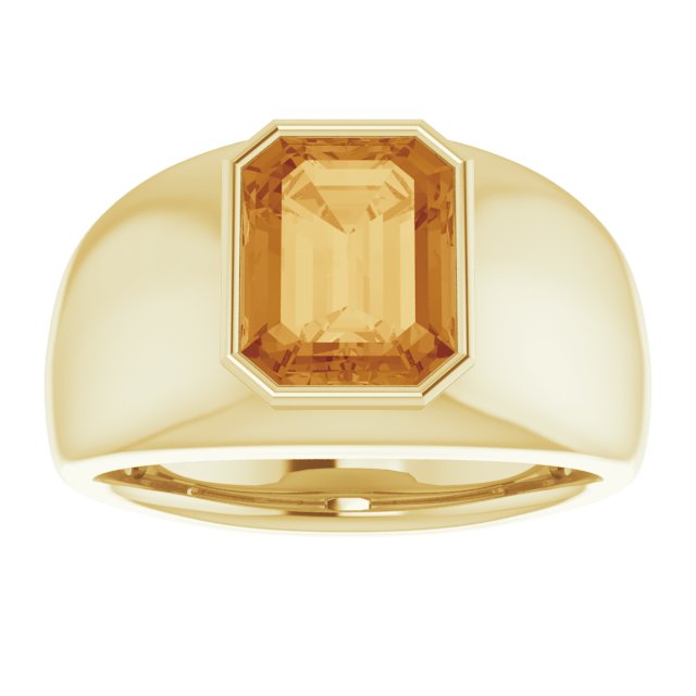 Men's 10K Yellow Gold Citrine Emerald Cut Ring – Custom Made