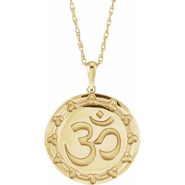 Om necklace in 14K gold, polished finish