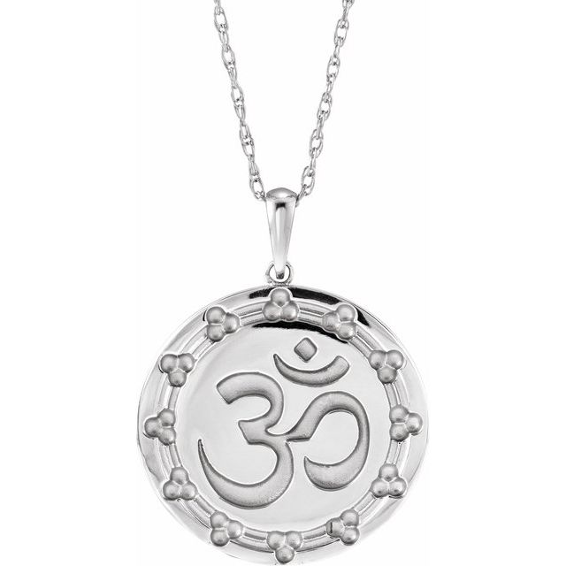 Om necklace in sterling silver, polished finish