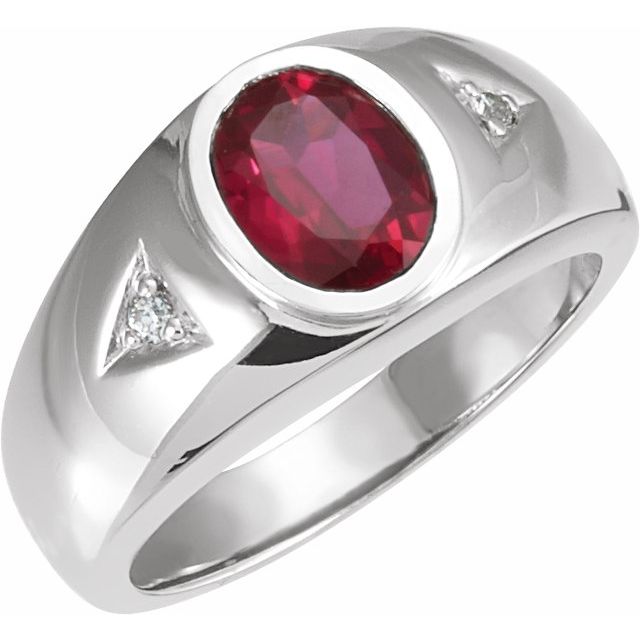 Men's sterling silver oval bezel ring mounting, 9x7 mm, polished finish