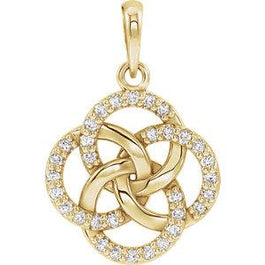 14K Yellow Gold 1/8 CTW Diamond Five-Fold Celtic Pendant - Pranic Lifestyle