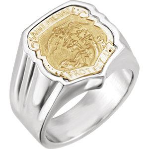 Sterling Silver St. Michael Badge Ring - Pranic Lifestyle