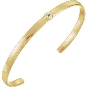 14K Yellow Gold 1/10 CTW Diamond 8" Cuff Bracelet - Pranic Lifestyle
