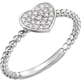 Sterling Silver 1/8 CTW Diamond Heart Bead Ring - Pranic Lifestyle