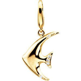 14K Yellow Gold .03 CTW Diamond Angel Fish Charm - Pranic Lifestyle