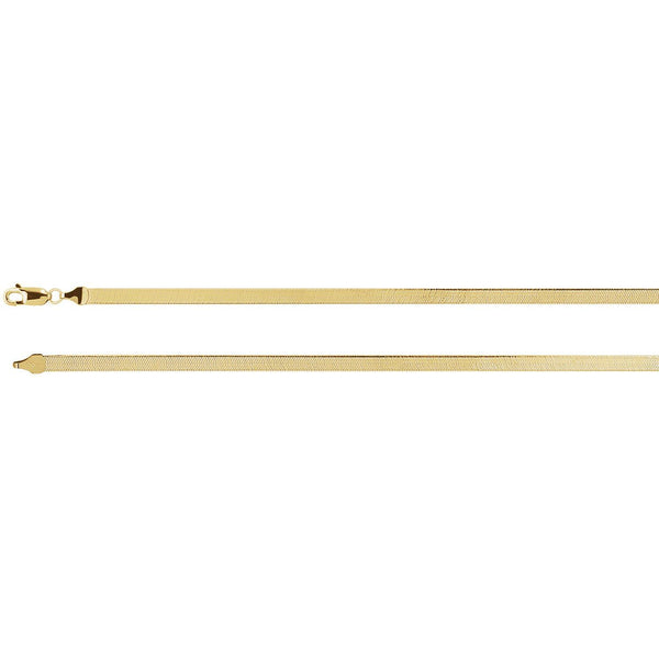 14K Yellow Gold 3.8 mm Solid Flexible Herringbone 7" Chain - Pranic Lifestyle