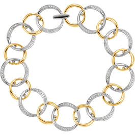 14K White & Yellow Gold 3/4 CTW Diamond Link Bracelet - Pranic Lifestyle