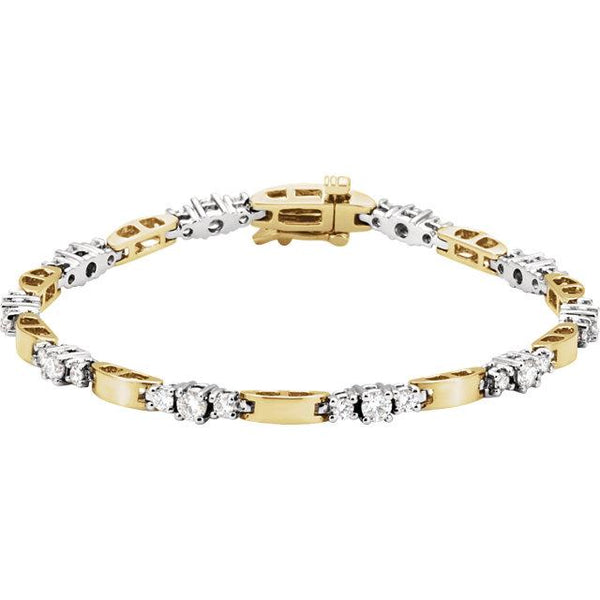 14K Yellow & White Gold 1 3/4 CTW Diamond Line Bracelet - Pranic Lifestyle