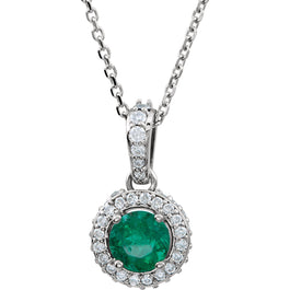 Platinum Emerald & 1/5 CTW Diamond 18" Necklace - Pranic Lifestyle