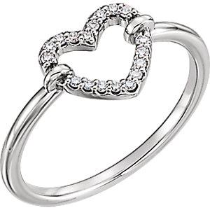 Sterling Silver .08 CTW Diamond Heart Ring - Pranic Lifestyle