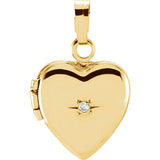 14K Yellow Gold 0.005 CT Diamond Heart Shaped Locket - Pranic Lifestyle