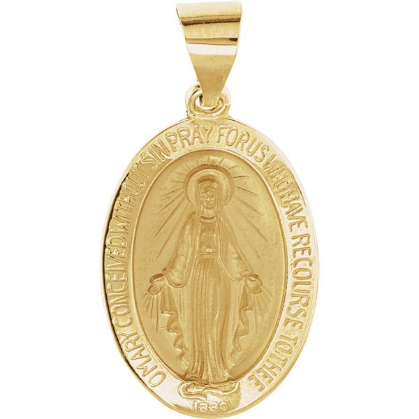 14K Yellow Gold 19x13.5 mm Oval Hollow Miraculous Medal - Pranic Lifestyle