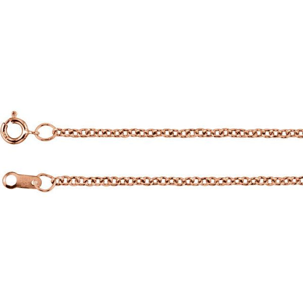 18K Rose Gold 1.5 mm Solid Cable 16" Chain - Pranic Lifestyle