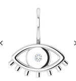 Evil Eye Charm/Pendant Sterling Silver .02 CT Natural Diamond