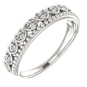 Sterling Silver .05 CTW Diamond Beaded Heart Stackable Ring - Pranic Lifestyle