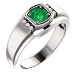 Platinum Emerald & .08 CTW Diamond Men's Ring - Pranic Lifestyle